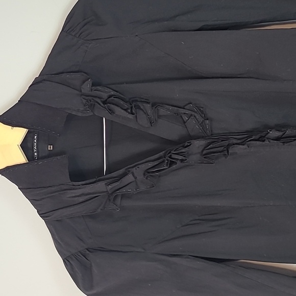 Elie Tahari Fitted Blouse Ruffle Front Button Down Casual Office Stretch - Picture 2 of 6